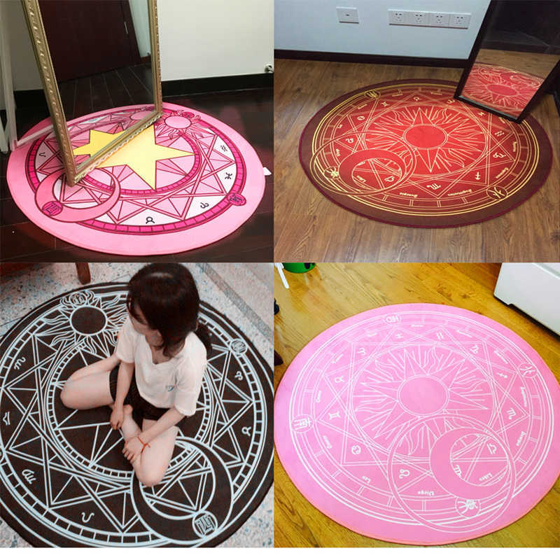 

80CM Cartoon Round Carpet Cardcaptor Sakura Magic Circle Rug Computer Chair Mat 210626