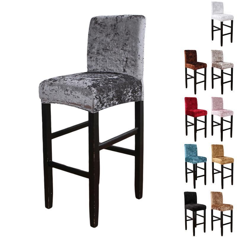 

1/2 Pcs Dining Room Chair Cover Solid Restaurant Barstool Velvet Stretch Counter Pub Armless Bar Stool Slipcover D30 Covers
