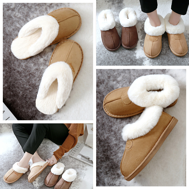 

Women's boots shoes slippers Winter Plus Fur Slides Sewing Flat For Girl Plush Suede Keep Warm Pink Casual women, Purple