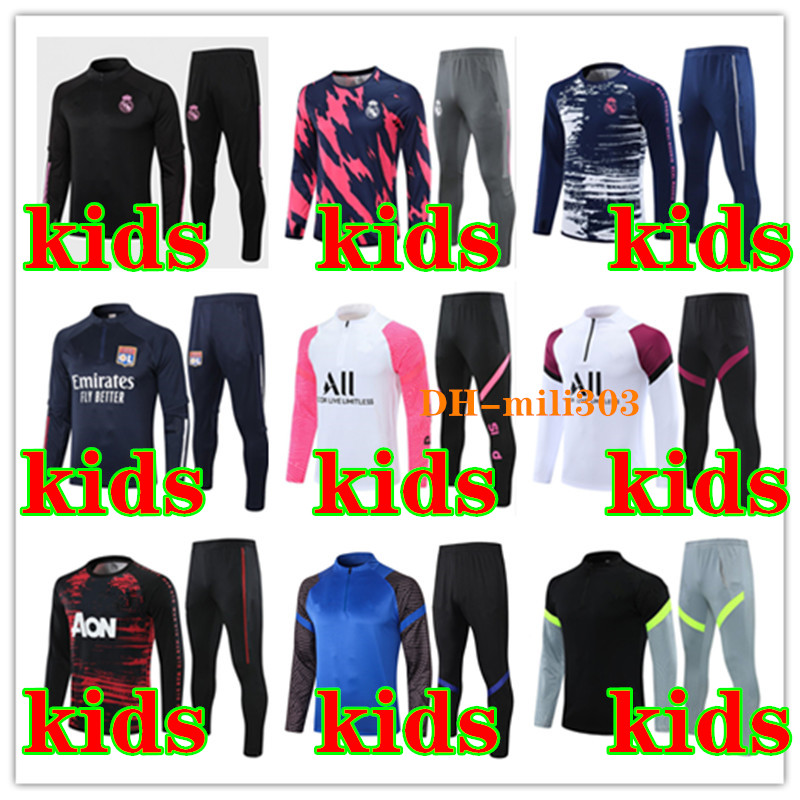 

2021 kids football tracksuit Real Madrid soccer training suit chandal futbol MiLAN 20 21 MBAPPE LUKAKU LAUTARO boys Sweater maillot de foot sweatshirt jogging