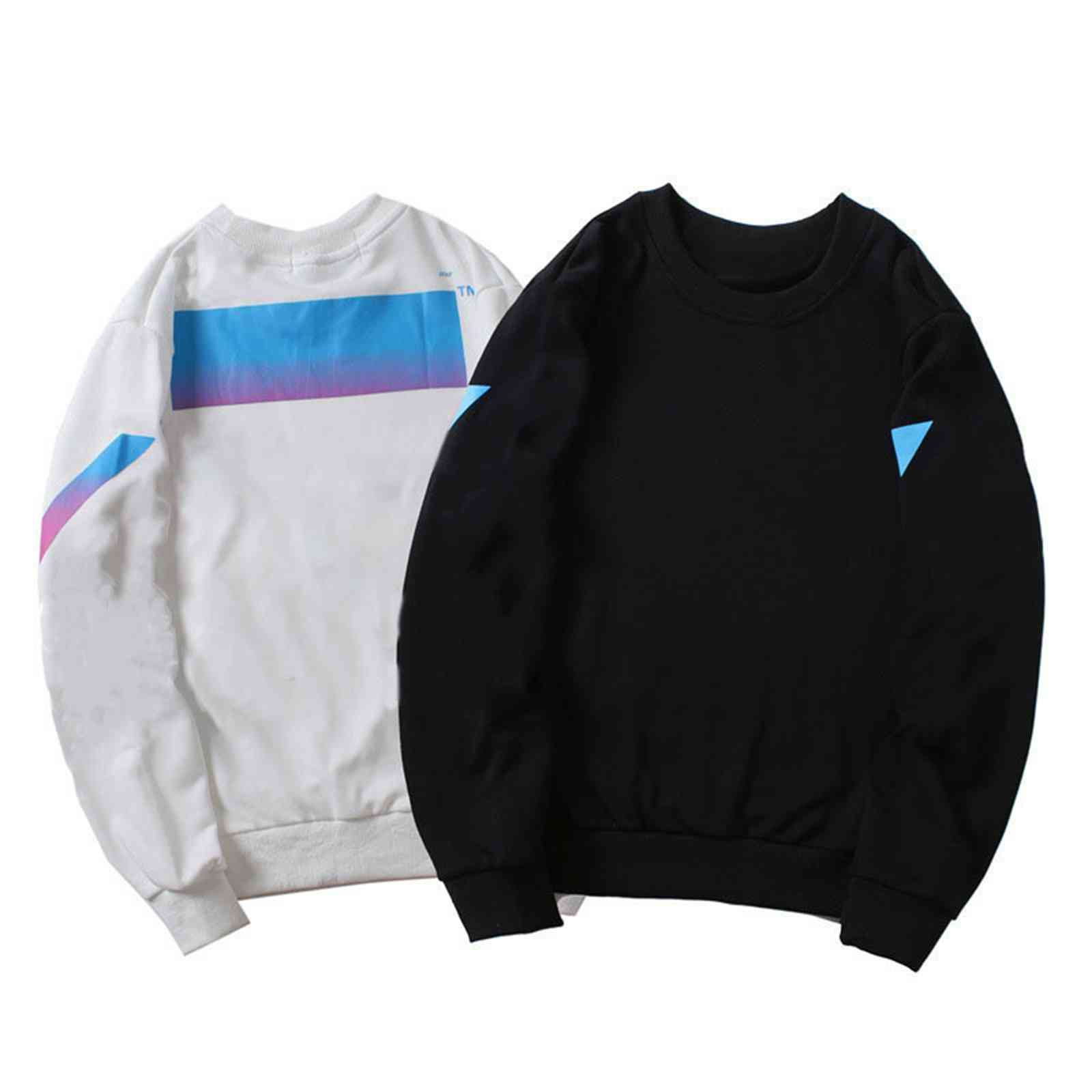 

2021 ow white18ss new trendy arrow print gradient round neck sweater for men and womennm, Black