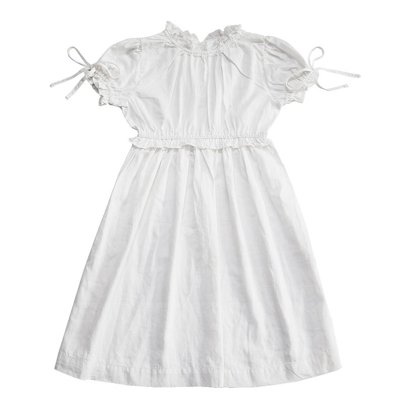 

summer girls pure white lace dress cute bubble short sleeve princess baby girl 210702, Show b