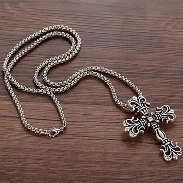

Wholesale Cross Stainless Steel Necklace Titanium Steels Vintage Retro Gothic Punk Styles Hip-Hop Sweater Chain Party Jewelry Accessories