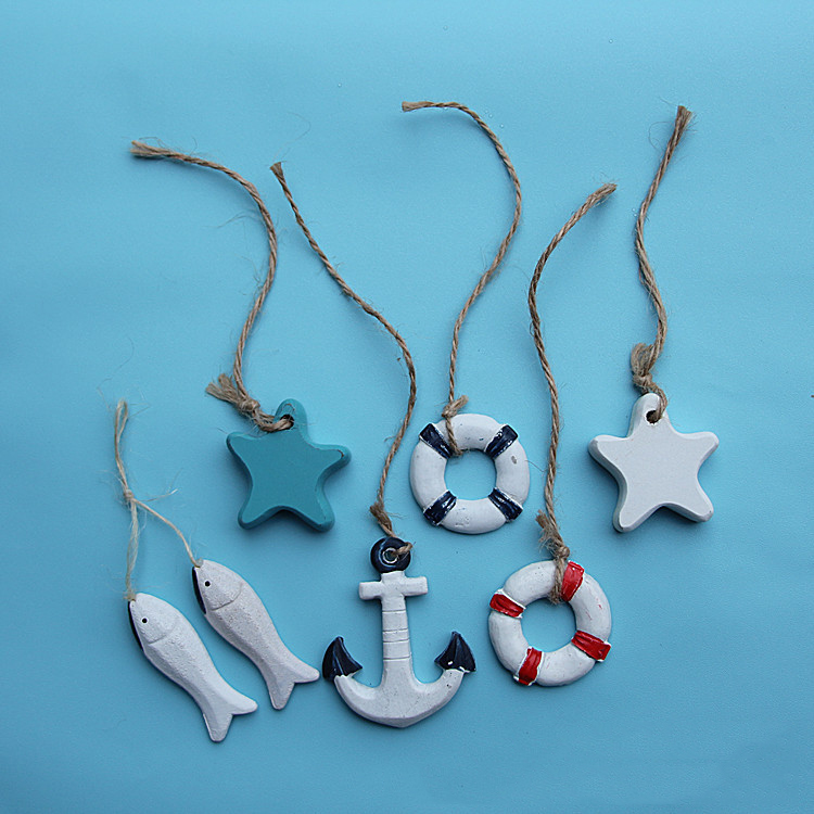 

Wooden Anchor Ornament Novelty Items Mini Wall hanging decoration Resin Natural Star Fish Pendants for Shop Bar Home Cafe Gift 5CM 122564