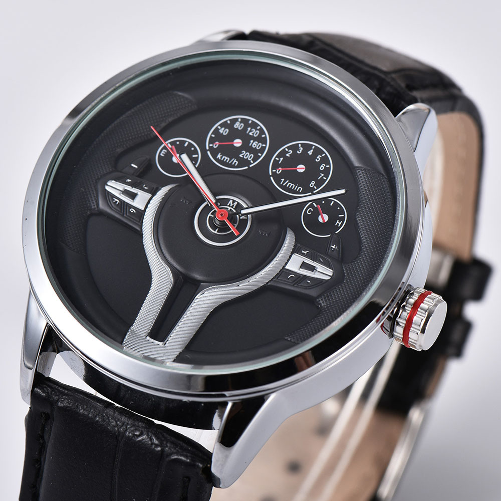 

Creative Natural Style Classic Precision Fashion Men Quartz Watch Racing Tire Rustless Band Clock Casual Sports, Slivery;brown