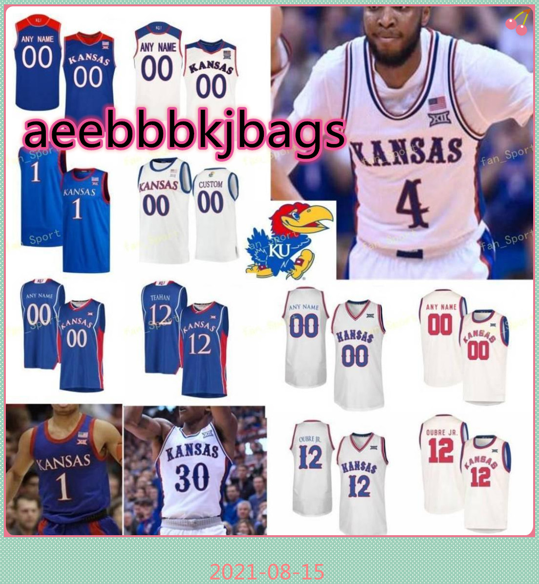 

NCAA College Kansas Jayhawks Basketball Jersey Marcus Garrett 0 Frank Mason III 1 Devon Dotson 10 Jalen Wilson Custom Stitched, As