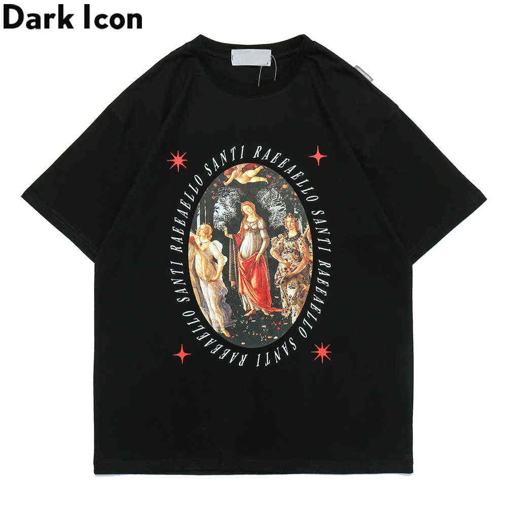 

Printed O-neck T-shirt Men Women Summer Short Sleeved Streetwear Men's Tshirts Cotton Tee Male Tops 210603, White