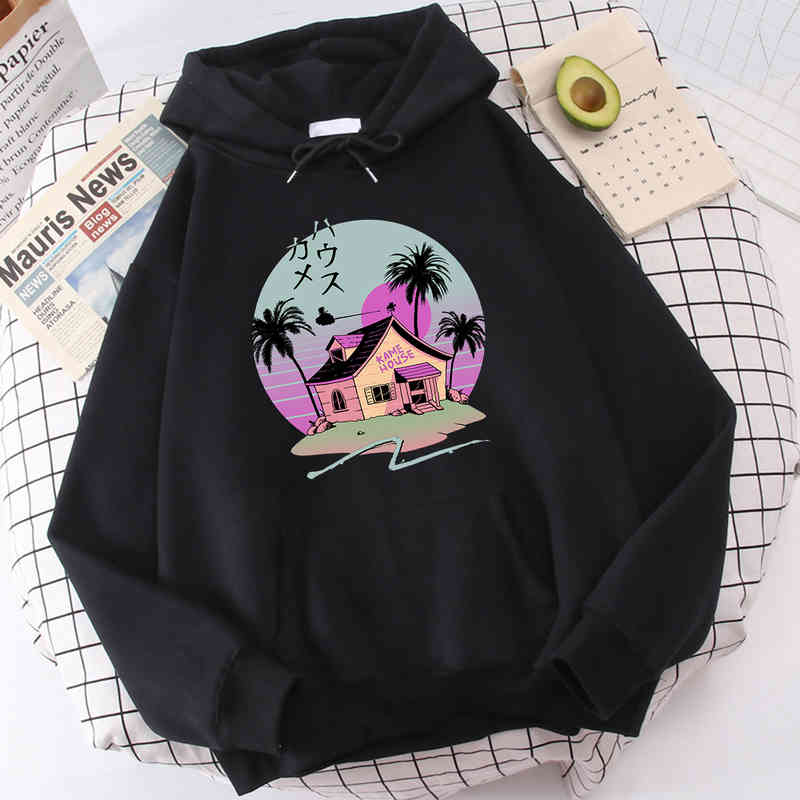

Japane Cartoons Print Men's Cloth Harajuku Anime Streetwear Creativity Fce Hoody Warm Loose Men Hoodi Autumn, Black