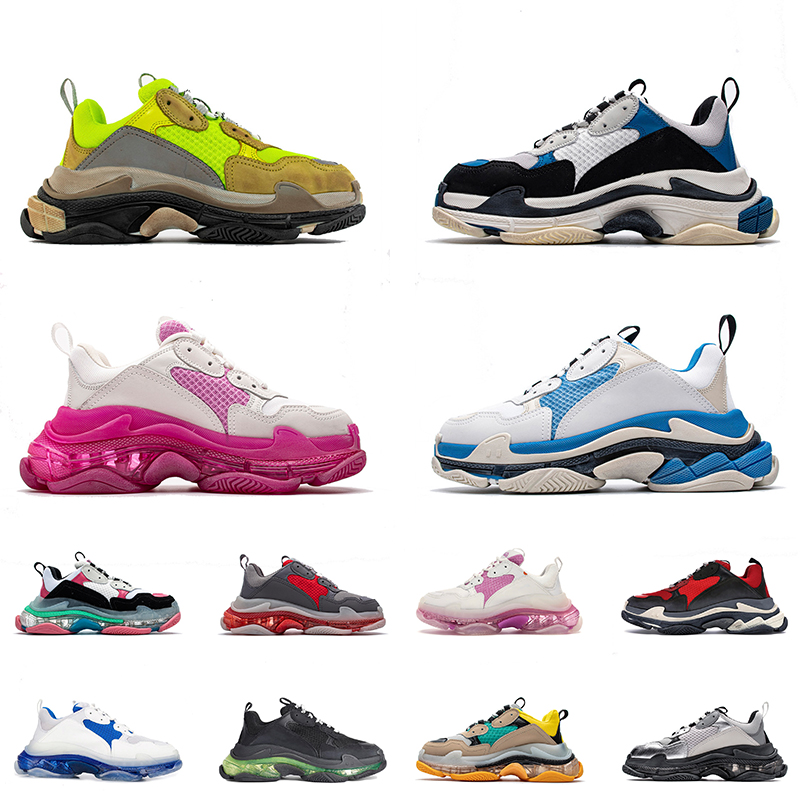 

Top Quality Track Luxurys Designers Shoes Vintage Crystal Bottoms Paris 17FW Triple S Sneakers Casual Dad Platform Women Mens Shoe Outdoor Jogging Trainers, A14 36-45