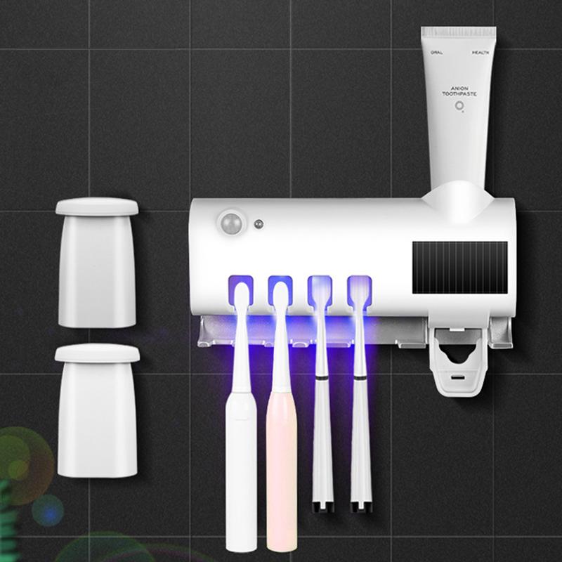 

Toothbrush Holder Automatic Toothpaste Dispenser Sets Dustproof Sticky Suction Wall Mounted Squeezer Bath Accessory Set