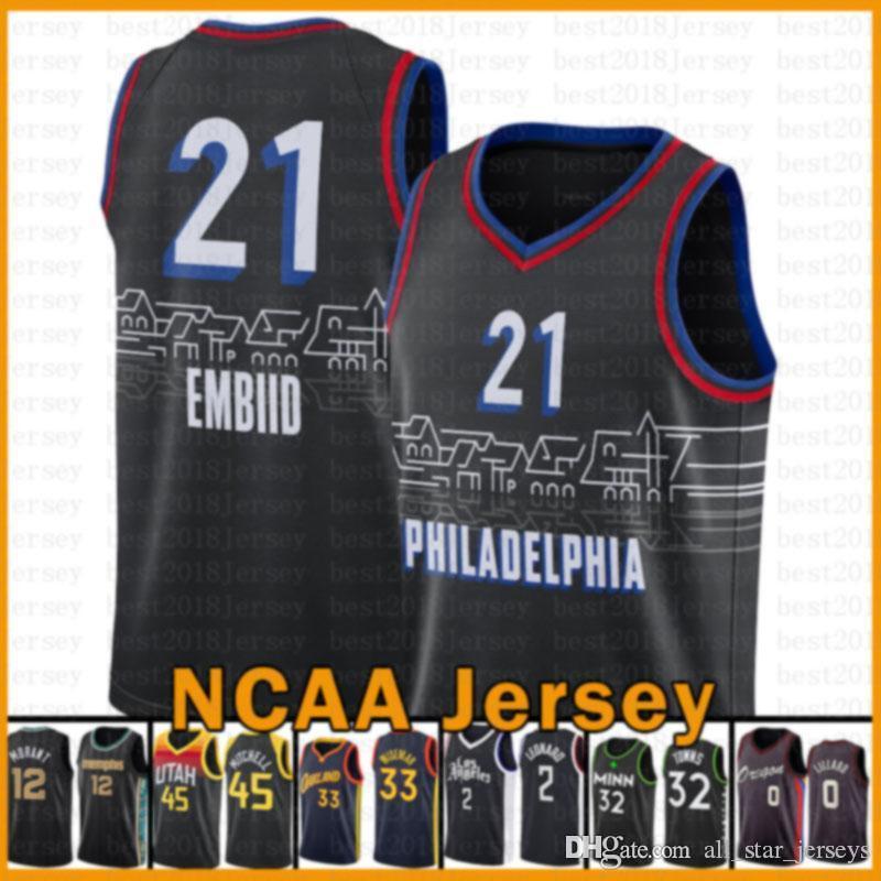 

Joel 21 Embiid Philadelphia 76er jersey James 33 Wiseman Donovan 45 Mitchell John 2 Wall basketball Jersey 2020 2021 New Buck, Black;red