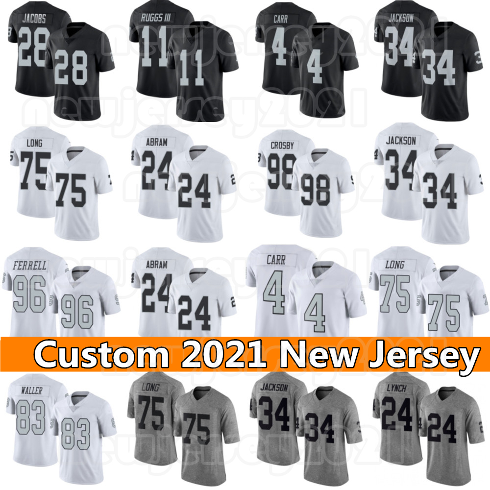 

Las Custom Vegas Mens Raider 28 Josh Jacobs 4 Derek Carr Football Jerseys 98 Maxx Crosby Ferrell 11 Henry Ruggs III 34 Bo Jackson Marshawn Lynch Women Youth, Custom youth (tuxizhe)