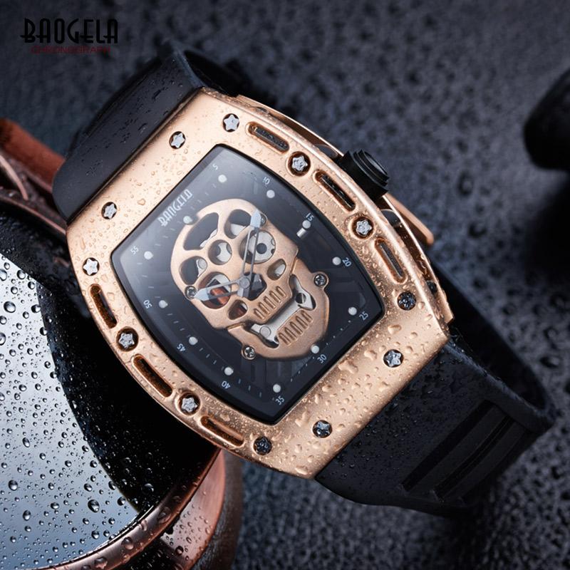 Wristwatches BAOGELA Top Brand Men Fashion Quartz Watch Mens Luxury Rose Skull Wristwatch Male Waterproof Clock Relogio Masculino 1612-image-711441898
