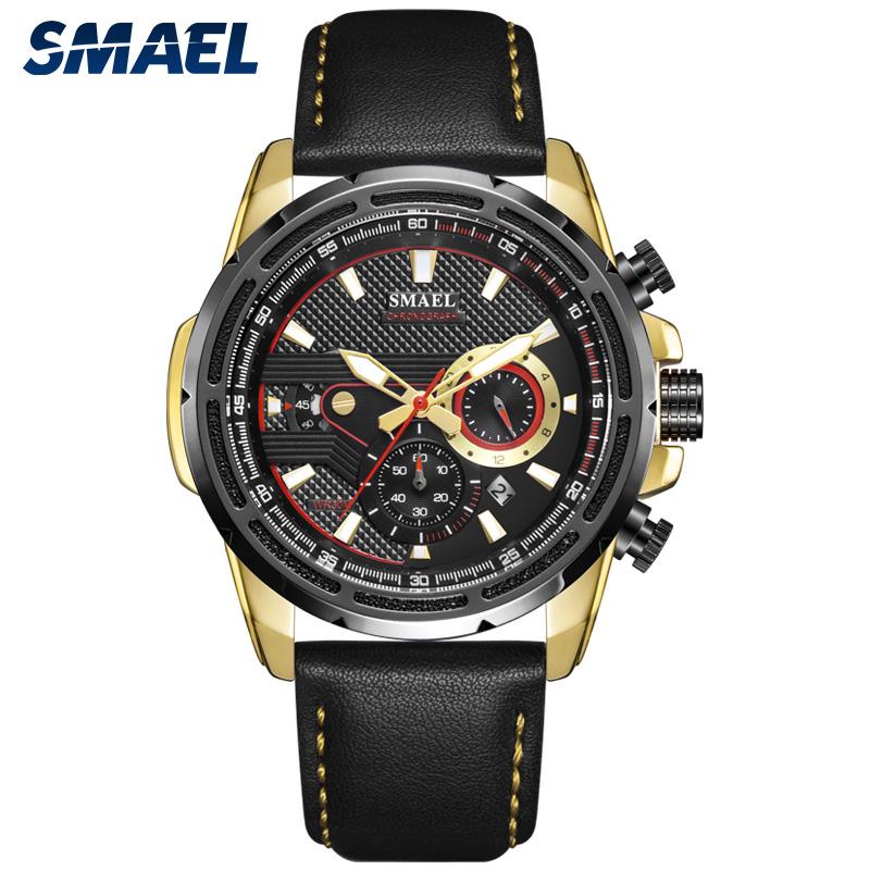 

Wristwatches SMAEL Sports Men's Watches Fashion Top Military Quartz Watch Men Waterproof Relogio Masculino SL9092, Brown