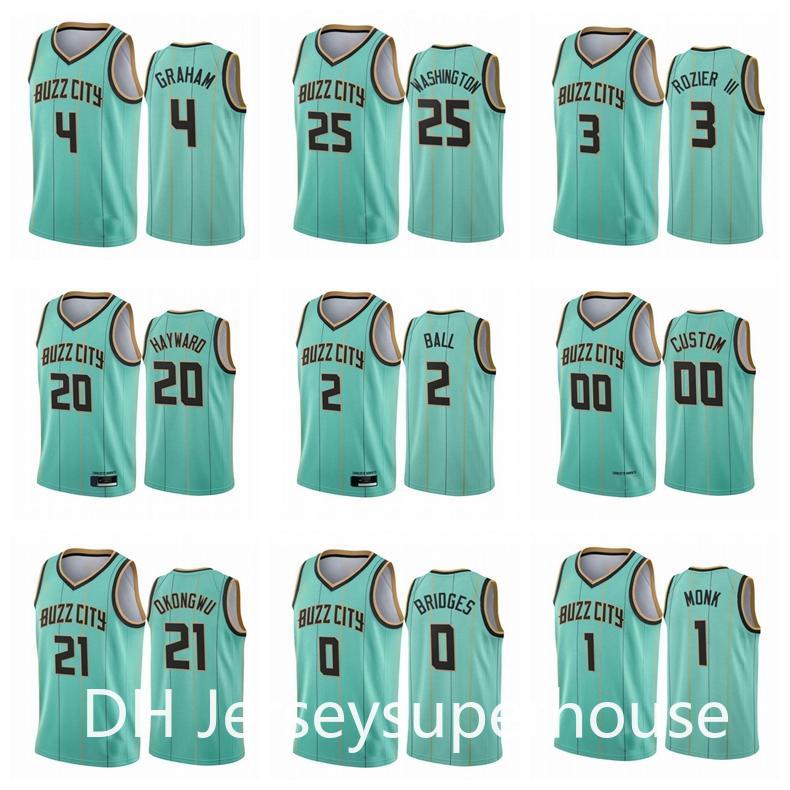 

MenCharlotteHornets Gordon Hayward lamelo ball Devonte Graham Terry Rozier Mint green hot pressing custom basketball jersey, Black;red