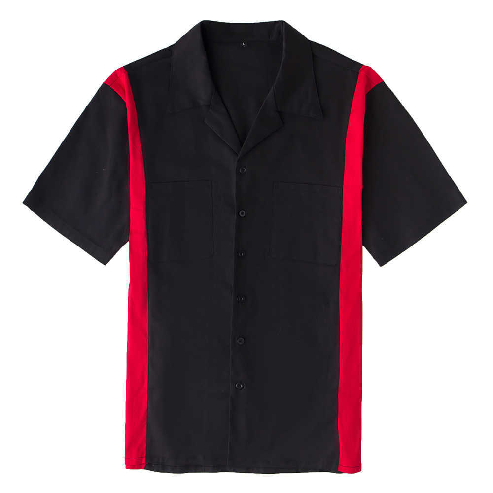 

Men's Casual Short-Sleeve Two-Tone Work Shirt overhemden heren Blouse Men Big Size Striped Men's Shirts Button-Down Dress 210527, Blue
