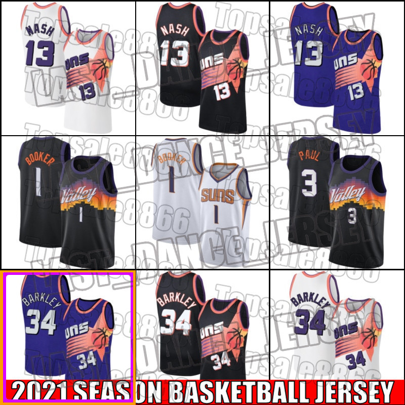 

Phoenix Suns Jersey Throwback Steve 13 Nash Jersey Retro Charles 34 Barkley Devin 1 Booker Jersey Chris 3 Paul Jerseys adfbvb, Black;red