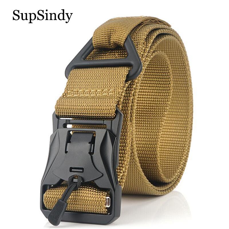 

SupSindy Equipment Combat Magnetic Metal Buckle Outdoor Tactical Belts For Men Army Training Nylon Waistband Male Strap, Black;brown