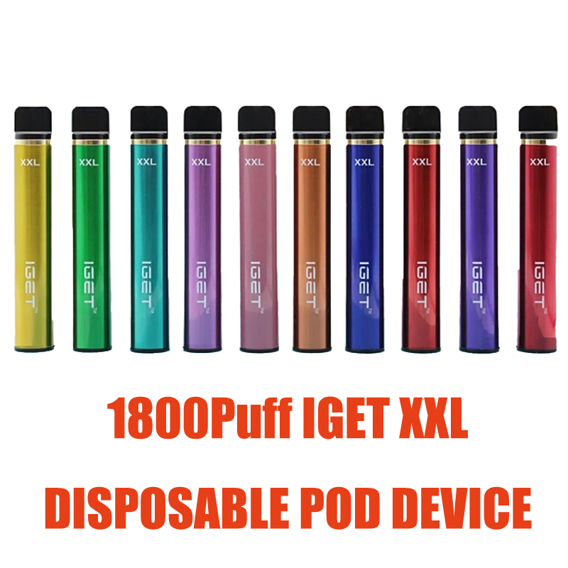 

Iget XXL Disposable E-cigarettes Pod Device Kit 1800 Puffs 950mAh 7ml Prefilled Vape Stick For Bang xxl,xtra