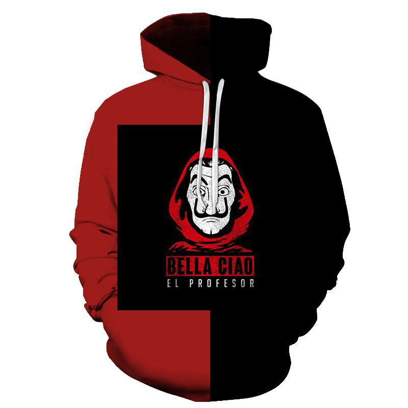 

La Casa De Papel Lente Autumn Jongens En Meisjes 'hoodie 3d Afdrukken Losse Persoonlijkheid Harajuku Mode Toevallige Sweater, Black