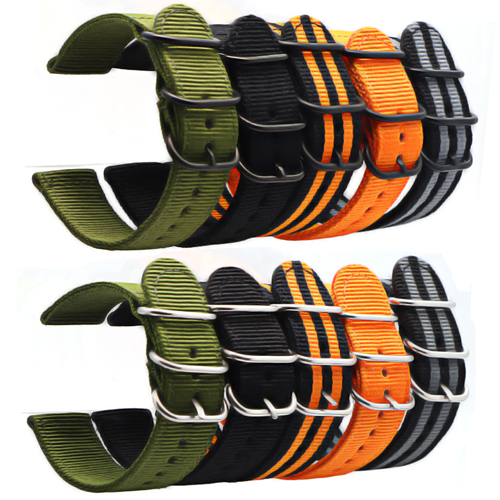 

6 color NATO bracelet nylon strap black buckle 18 mm 20 mm 22 mm 24 watch band For Samsung Gear S3 Frontier S2