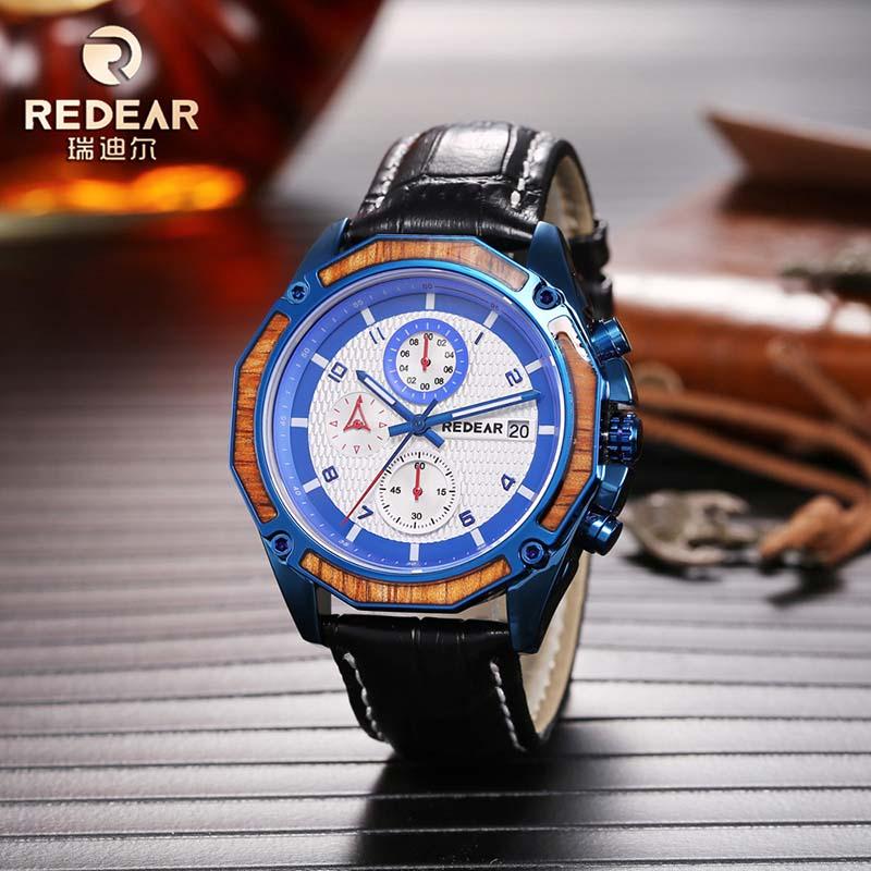 

Wristwatches REDEAR Corium Strap Waterproof Man's Wristwatch Quartz Casual Multifunctional Watch Men Luminous, Calendar, Stop, No.2
