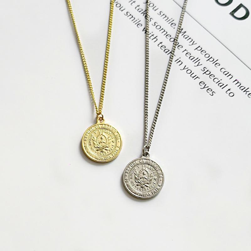 

Chains MASA Vintage Argentina 1 Peso Coin Necklace Sun Of May Round Face Pendant 18mm Gold Color Sunrise Women Disc Jewery 2021