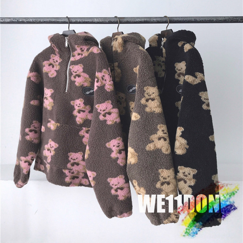 

downs Winter Lamb Wool Bear WE11DONE PUFFER JACKET Parkas Men Women 1:1 High Quality Zipper Well Done Coats Outerwear Clothes, Black