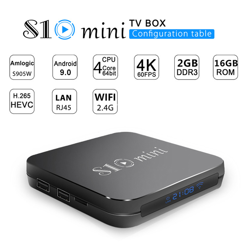 

S10 mini Android 9.0 TV Box Quad Core 2GB 16GB Amlogic S905w Media Player Set Top Boxes