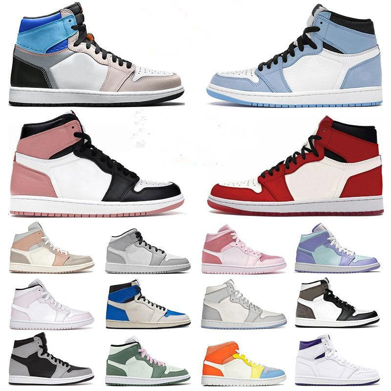 

2021 JUMPMAN 1 1s Shoes Digital Pink Barely Orange High OG University Blue Hand Crafted Hyper Royal Seafoam Prototype Mens trainers Womens sneakers, 32