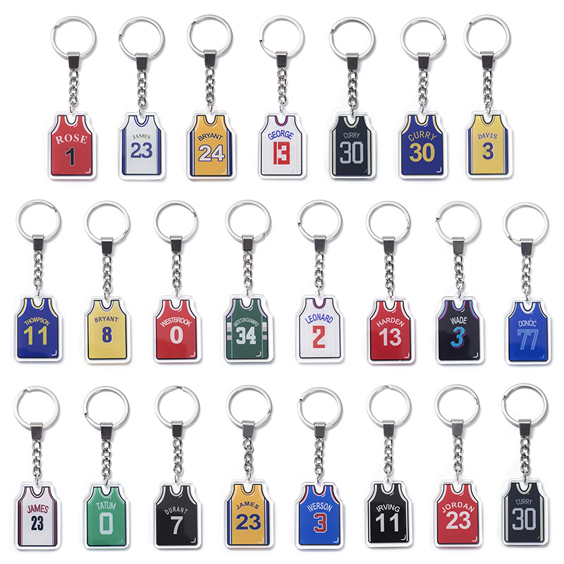 

Signature Jersey Keychain Fashion Sport & Celebrity Figure Basketball Star Backpack Pendant Handbag Key Chain Gifts for Fans Memorabilia, Multicolor