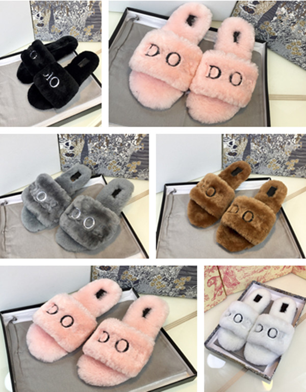 

2021 women furry slippers fluff yeah slides sandal Australia fuzzy soft house ladies womenss shoes fur fluffy sandals womens winter slipp, Grey
