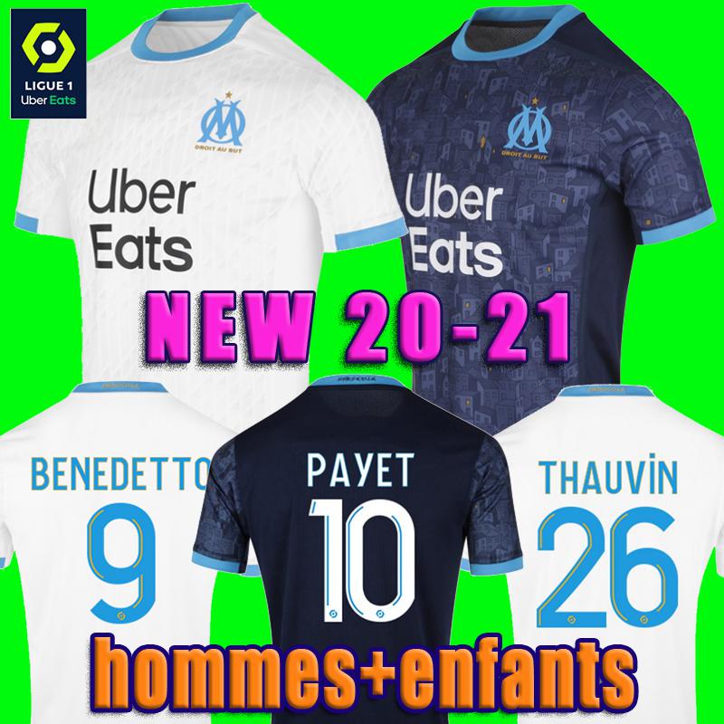 

NEW Olympique De Marseille soccer jersey 20 21 OM jerseys 2020 2021 maillot de foot PAYET THAUVIN 120 years football shirt KAMARA, Black