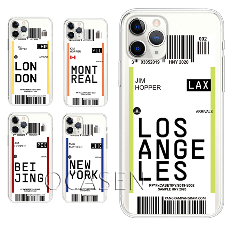 

Ticket Boarding Pass Soft TPU Phone Cases for iphone 12 11 Pro Max XR XS X 8 7 6 Plus Ultra thin Anti-fall Protective Cover, Color #1-#15(remark)