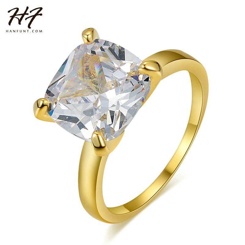 

Cluster Rings HipHop Street Culture Big Square + CZ Cubic Zirconia Gold-Color Ring Fashion Jewely For Men Women R471, Golden;silver