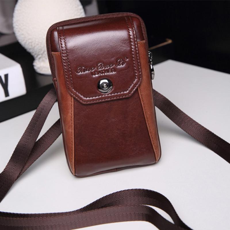 

Waist Bags High Quality Men Cover Messenger Shoulder Belt Fanny Bag Genuine Leather Cowhide Hook Cell/Mobile Phone Case Purse Pack, Sky blue