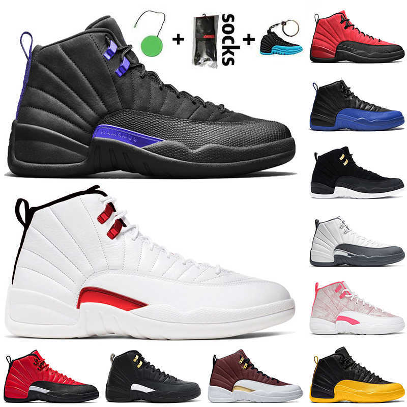 

With Box 12s Basketball Shoes Top Quality Women Mens Jumpman 12 Twist Dark Concord Sneakers Reverse Flu Game University Gold Arctic Punch, #11 indigo 40-47