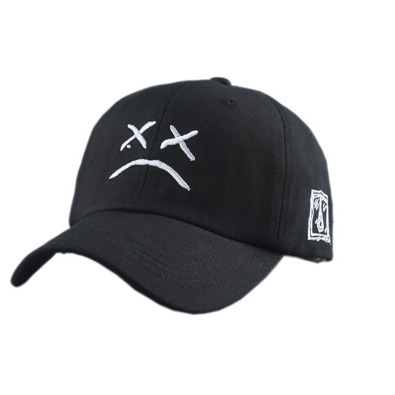 

Summer Dad Hat Embroidery 100% Cotton Baseball Cap Sad face White Black Hat Golf Cap Hip Hop Snapback Women Men