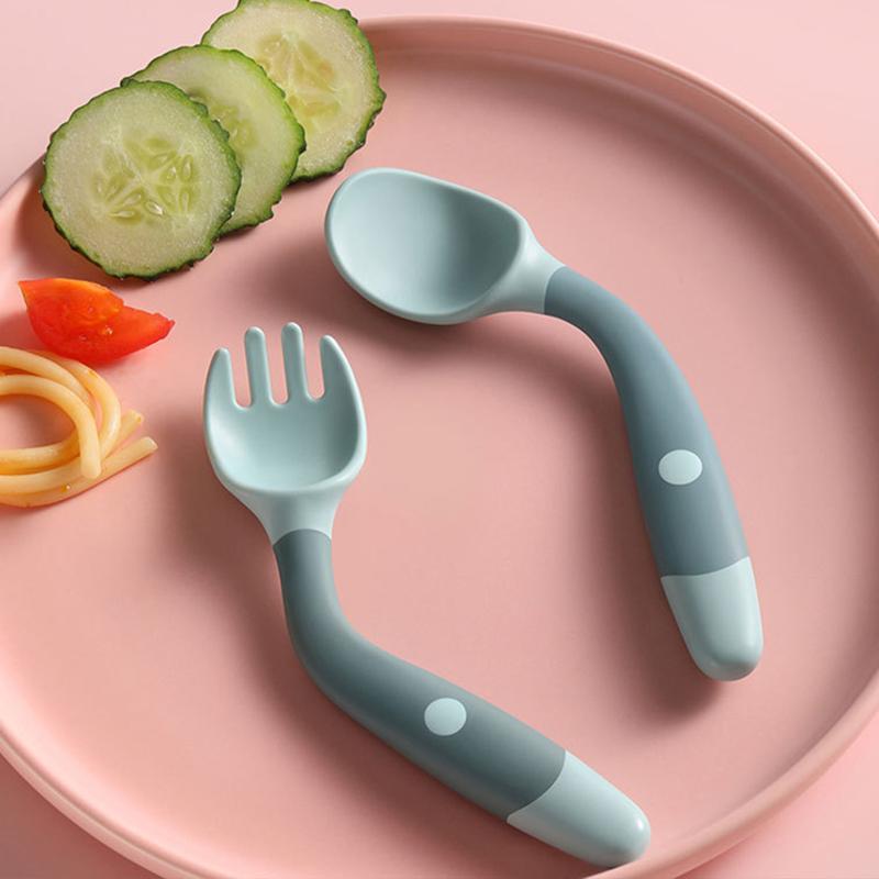

Cups, Dishes & Utensils 2Pcs/Set Baby Silicone Spoon Set Auxiliary Food Toddler Learn Eat Training Bendable Soft Fork Infant Children Tablew