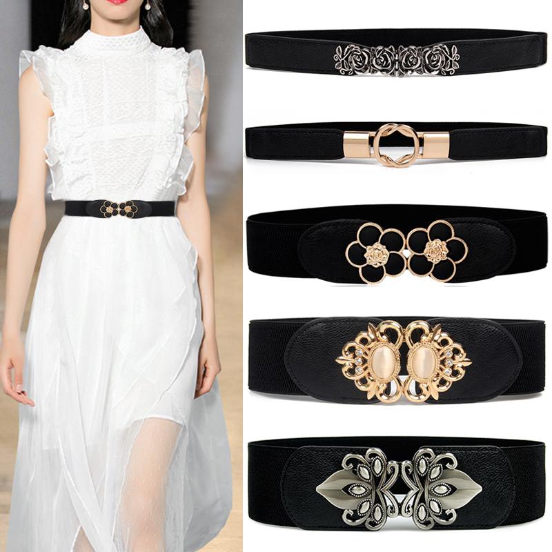 

Belts Fashion Elastic Cummerbunds Black Solid Stretch Waistband For Women Dress Accessories Adornment Waist Belt Wide Female, Black;brown