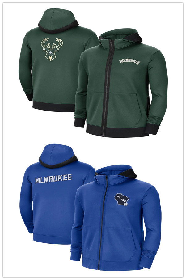 

MilwaukeeBucksMEN Authentic Showtime Performance Full-Zip Hoodie Jacket, Black