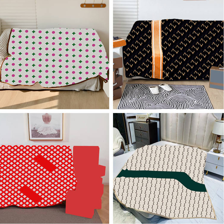 

Designers Print Velvet Blankets Shawl For Men and Women Winter Warm Sofa Office Nap Blanket High Quality Home Bedroom Carpets