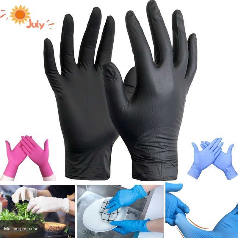 

With Box Nitrile Gloves Black 100pcs/lot Food Grade Disposable Work Safety Gloves for Cleaning Nitril Gloves Powder Free S M L 201207