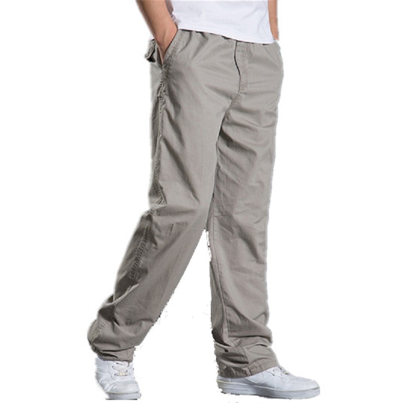 

Spring Summer Casual Pants Men Cargo Pants Cotton Loose Trousers Mens Pants Overalls Male Fashion Super Large XL-6XL 210518, Light gray