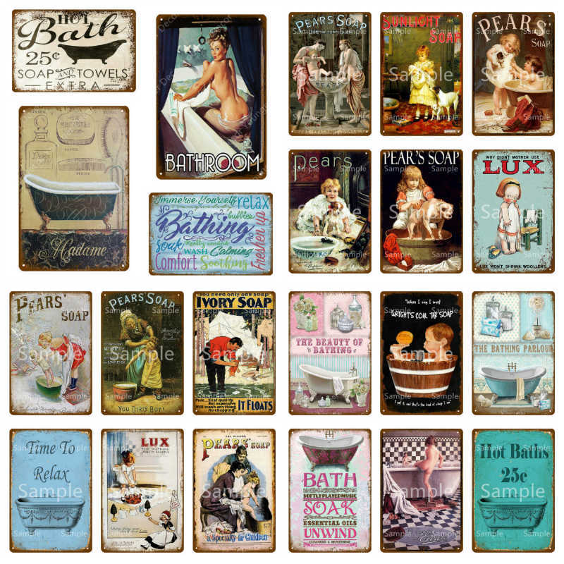 Hot Bath Pears Soap Metal Signs LUX Metal Poster Metal Vintage Painting Plaque For Home Bathroom Shower Room Decor YM091-image-744895811
