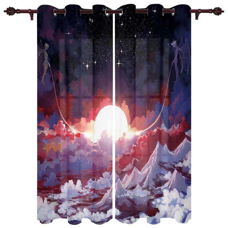 

Luxury Modern Window Curtains Full Moon Night Dream Bedroom Living Room Dining Decoration Translucent Beautiful Curtain & Drapes