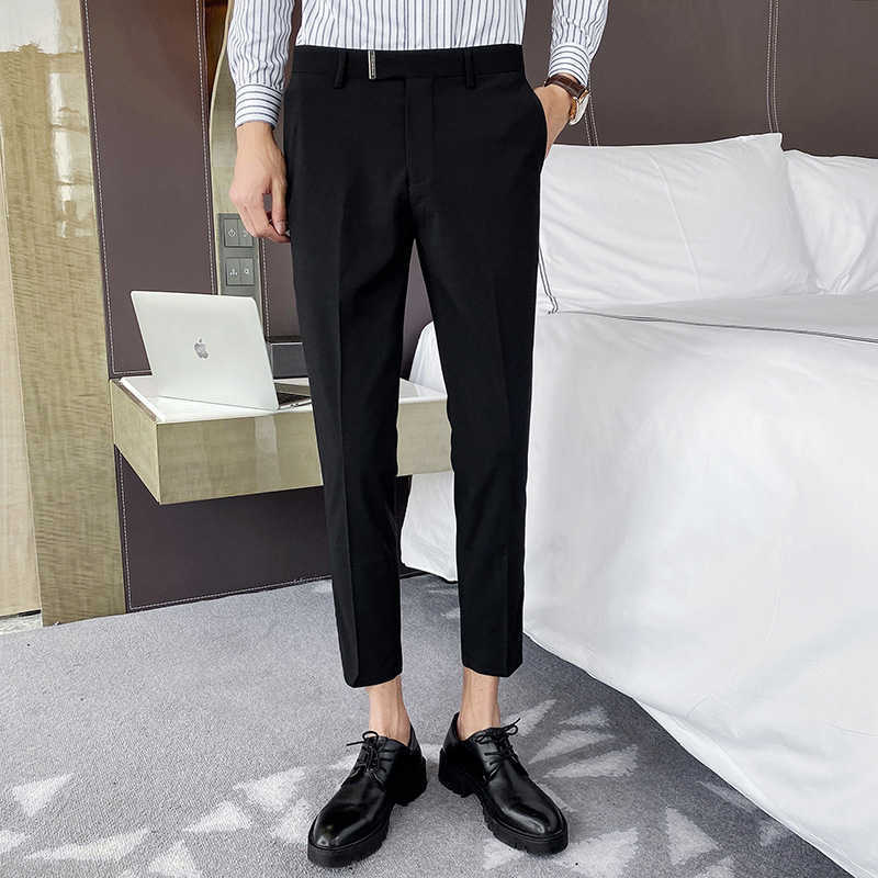 

Spring Summer Casual Men's Pants Business Dress Pants Office Social Trousers Wedding Suit Pants Streetwear Pantalon Homme 210527, Gray