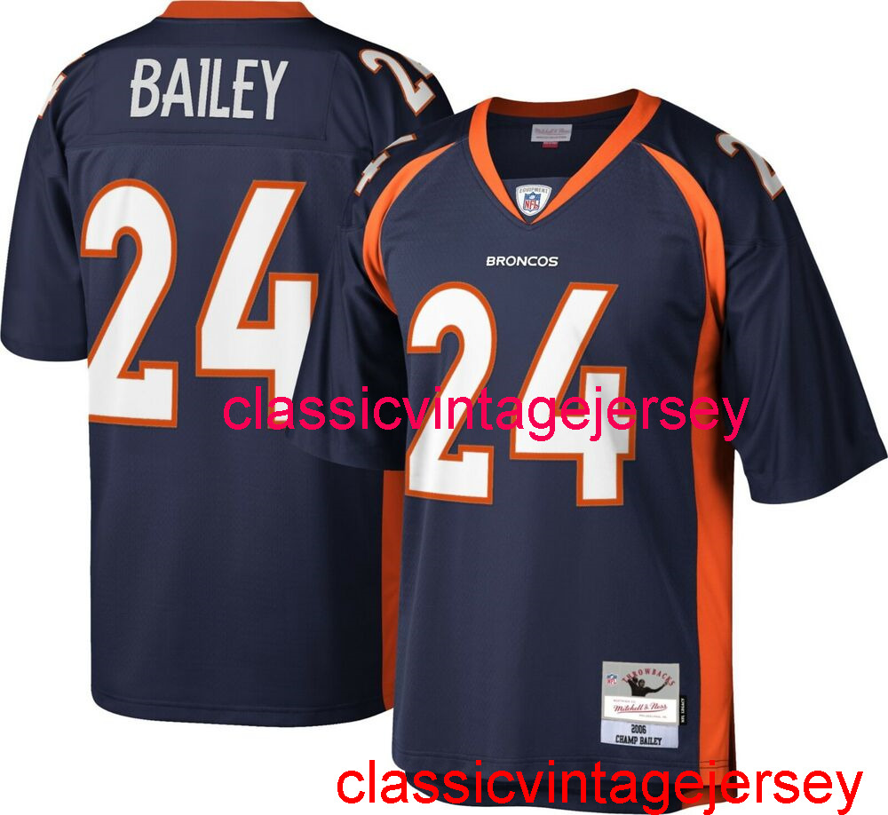 

Stitched Men Women Youth Champ Bailey #24 Mitchell & Ness Navy 2006 Jersey Embroidery Custom Any Name Number XS-5XL 6XL, Black