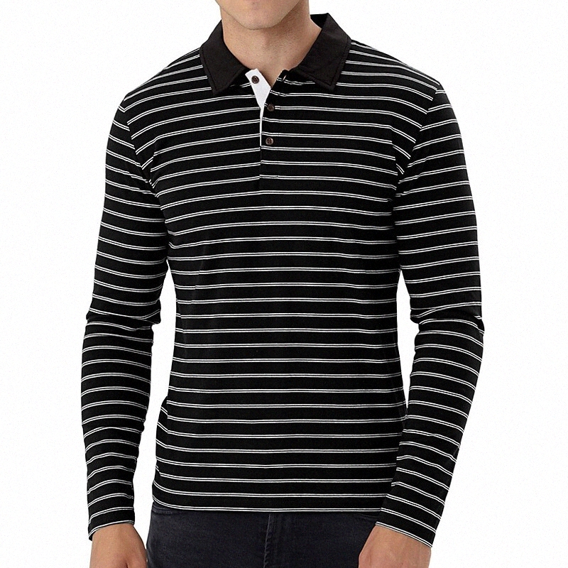 Chemise de golf pour hommes Street Collier Street Daily Button Down Tops à manches longues Coton Sportswear Casual Fashion Confortable noir clair
