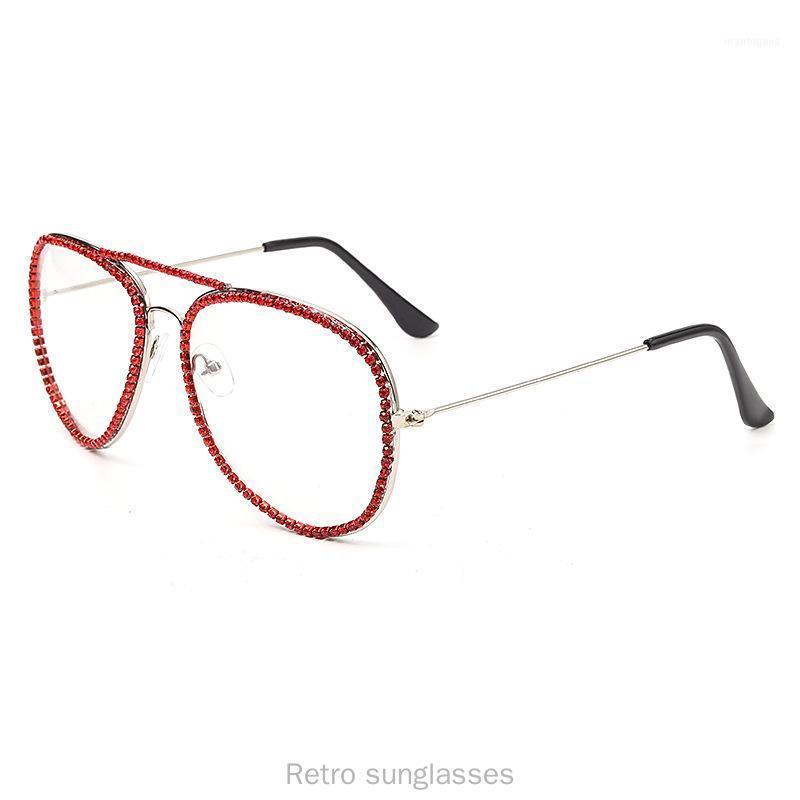 

Sunglasses Women Brand Designer Oversize Pilot Sun Glasses Men Luxury Diamond Clear Lens With Box FML1